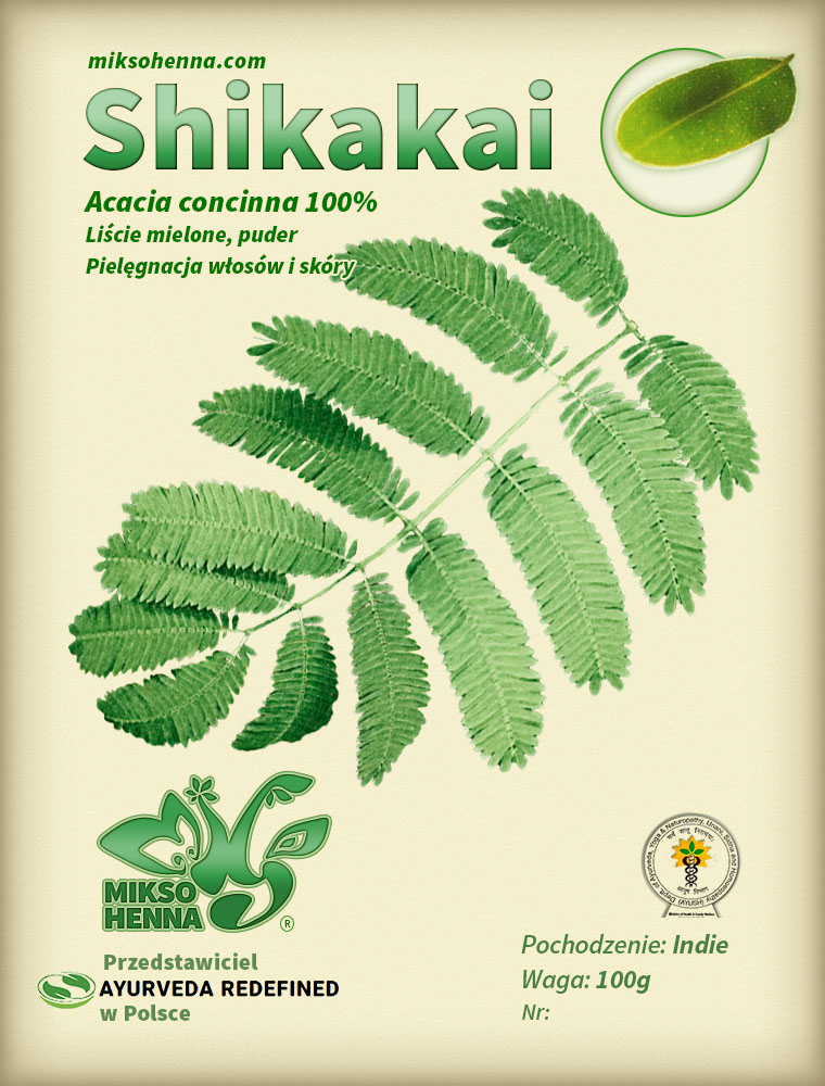 Miksohenna Shikakai - delikatne mycie i kondycja. Unikat - puder z mielonych liści.